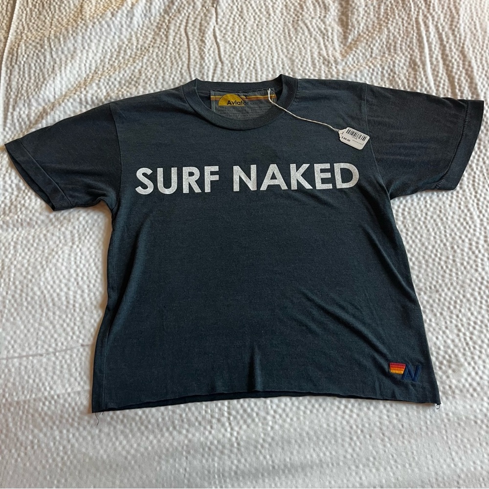 NWT Aviator Nation Surf Naked Boyfriend Tee - Charcoal - Picture 3 of 4